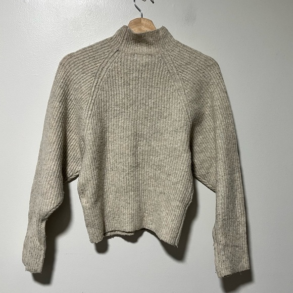 Ruby Moon Alpaca Blend Mock Neck Sweater – Size S, Beige, Cozy Ribbed Knit - Picture 2 of 11